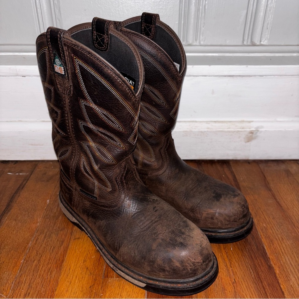 Ariat work boot composite toe brown leather men’s 8B waterproof